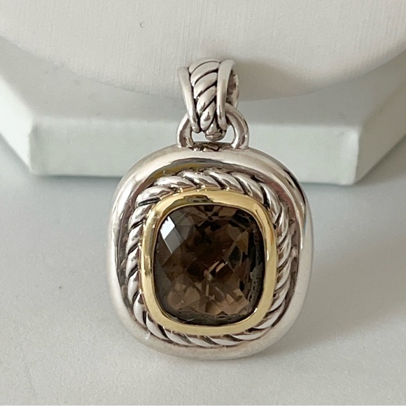 David Yurman Large Smoky Quartz Pendant Enhancer With Gold - Picture 2 of 7